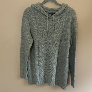 American Eagle Outfitters Gray Textured Hooded Sweater